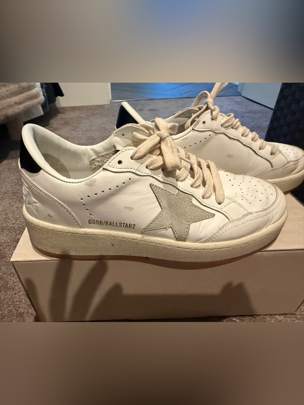 Golden Goose Ball Star2 Sneakers in White with Gray Star